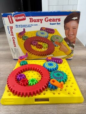 Playskool Busy Gears Super Set 1990 Vintage Complete w Box